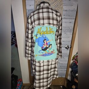 Customized White Brown Plaid Aladdin Oversized Long Sleeve Shirt Shacket